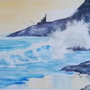 Original handpainted Watercolour Seascape "Breaking Waves"