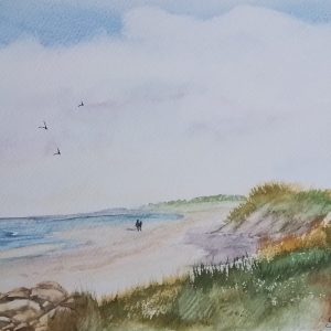 Original Handpainted Seascape in Watercolour "A Beach Stroll"