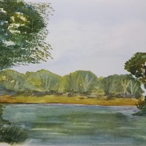 Origjnal Hand painted  Watercolour painting "A Relaxing Riverside"
