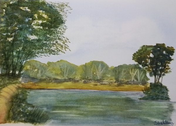 Origjnal Hand painted  Watercolour painting "A Relaxing Riverside"