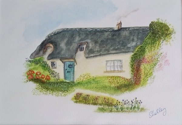 Original handpainted Watercolour Painting "Cosy little Cottage"