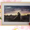 Original Watercolour Painting. 'Romantic Sunset'. Passionate Scene. Colourful gift idea. - Image 4