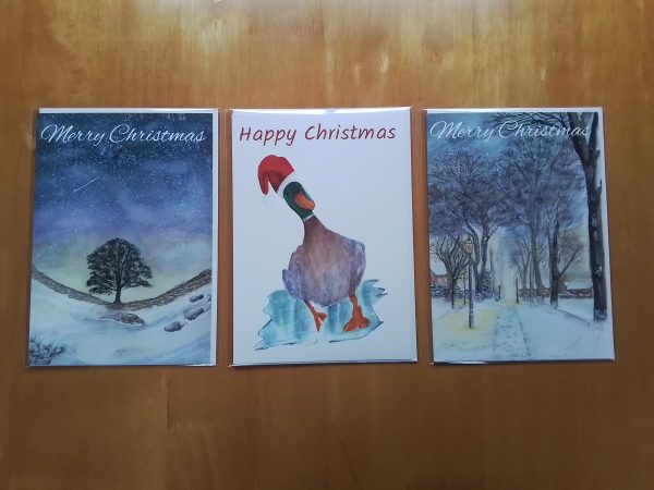 Pack of 3x A5 size Christmas Cards - Greeting on front of card - Inside left blank for own message.