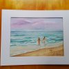 Original Signed Watercolour Painting 'Beach Vibes' Couples Seascape. - Image 2