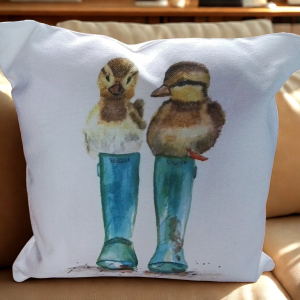 Cute Duckies Cushion including insert. Design taken from my own Watercolour painting