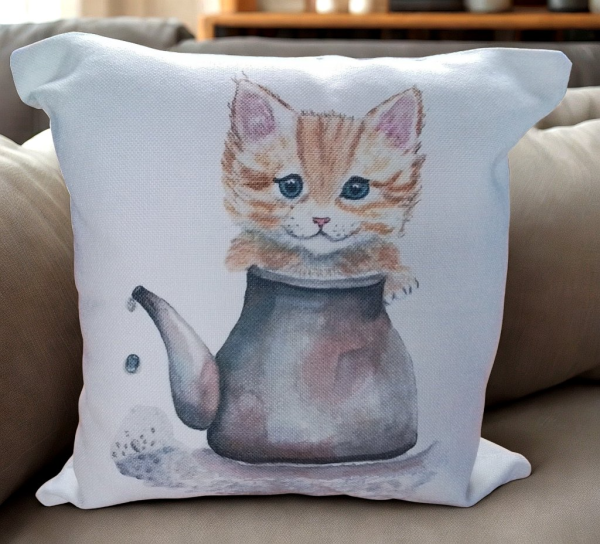 Cute Kitty Cushion including insert. Design taken from my own Watercolour painting