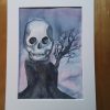 Original Signed Watercolour Painting 'Skull Tree'. Spooky realistic Skull. Unique. Colourful Art. - Image 2