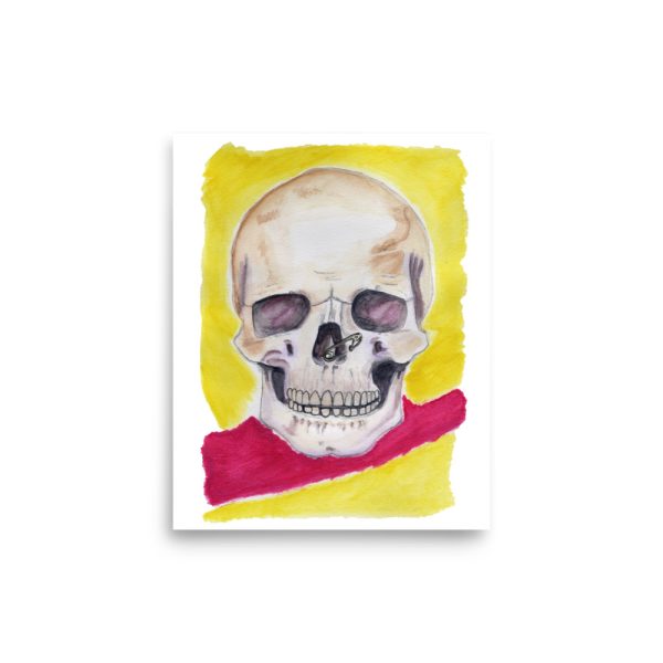 Punk Rock Print. Handpainted design. Unique 'Punk Skull'  taken from my own original watercolour painting.