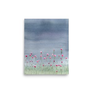 'Simplicity' Beautiful pink flowers. Print Handpainted design taken from my original watercolour Painting